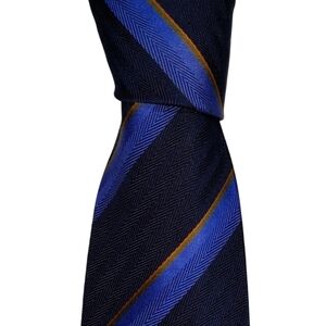 XMI Platinum Silk Necktie Men's Long Blue Striped Designer Preppy Tie EUC